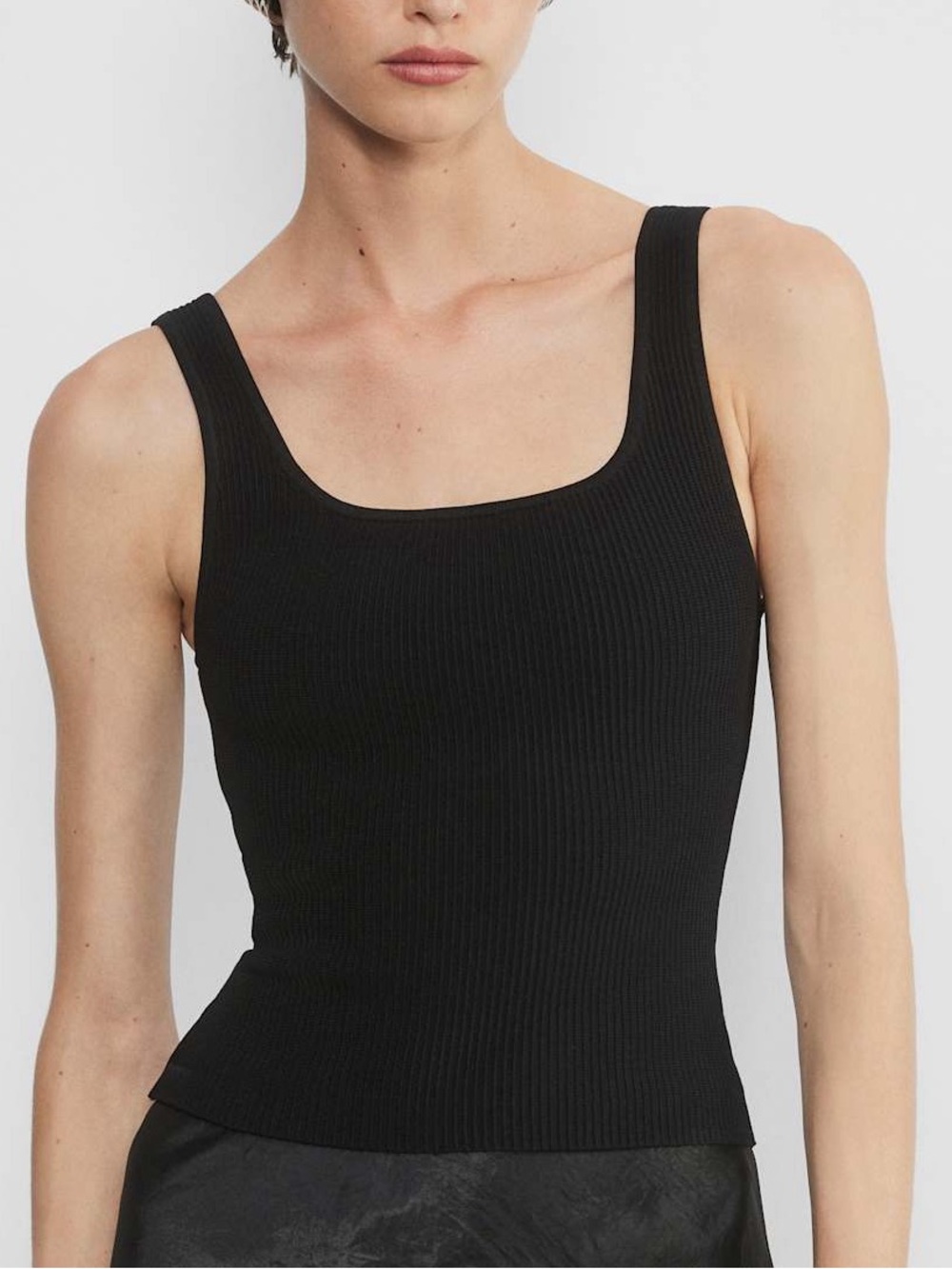 Aritzia Babaton Sculpt Knit Squareneck Tank Black Size Small